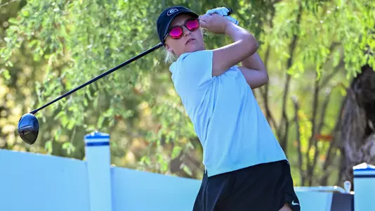 Caterina Don competes in the third round of the 2023 NCAA Women's Golf Championships (photo by Tim Cowie).