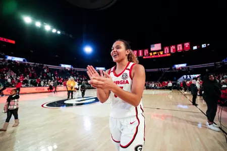 Georgia forward Javyn Nicholson (35) after Georgia’s game against Texas A&M at Stegeman Coliseum in Athens, Ga., on Thursday, Jan. 4, 2024. (Tony Walsh/UGAAA)
