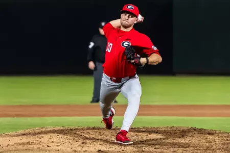Georgia pitcher Brandt Pancer (30) during a game against Georgia Southern at SRP Park in North Augusta, SC, on Tuesday, Mar. 5, 2024. (photo by Rob Davis)