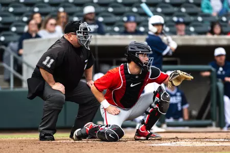 Georgia catcher Logan Jordan (17) during a game against Georgia Southern at SRP Park in North Augusta, SC, on Tuesday, Mar. 5, 2024. (photo by Rob Davis)