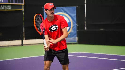 Thomas Paulsell at practice prior to the SEC Tournament on April 16, 2024, at the LSU Tennis Complex.