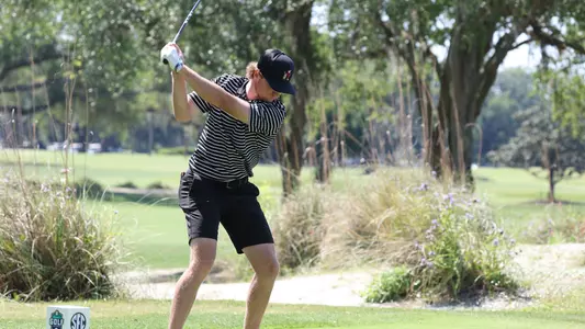 Graduate Connor Creasy teeing off during the first round of the SEC Championships on Wednesday, April 24 at the Sea Island Course on St Simons Island.