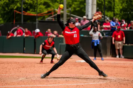 Georgia pitcher Shelby Walters (48) during Georgia’s game against Florida at Jack Turner Stadium in Athens, Ga., on Sunday, April 28, 2024. (Tony Walsh/UGAAA)