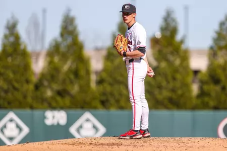 Georgia pitcher Zach Harris (3) during Georgia’s game against Wofford at Foley Field in Athens, Ga., on Tuesday, Mar. 19, 2024. (Kari Hodges/UGAAA)