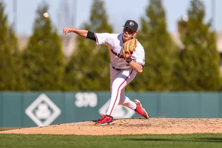 Georgia pitcher Zach Harris (3) during Georgia’s game against Wofford at Foley Field in Athens, Ga., on Tuesday, Mar. 19, 2024. (Kari Hodges/UGAAA)