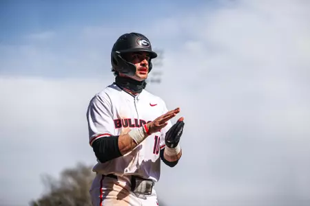 Georgia outfielder John Marant (10) during Georgia’s game against UNC Asheville at Foley Field in Athens, Ga., on Sunday, Feb. 18, 2024. (Kari Hodges/UGAAA)