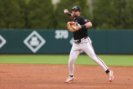 Georgia catcher and outfielder Corey Collins (6) during Georgia’s game against Alabama at Foley Field in Athens, Ga., on Saturday, Mar. 23, 2024. (Kari Hodges/UGAAA)