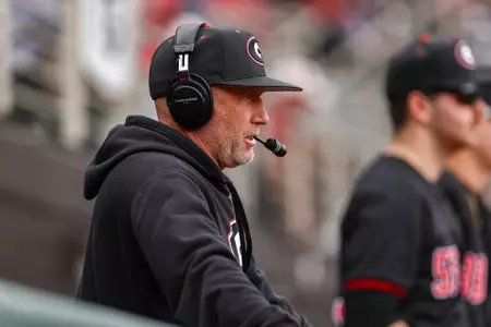 Ike Cousins Head Baseball Coach Wes Johnson during Georgia’s game against Alabama at Foley Field in Athens, Ga., on Saturday, Mar. 23, 2024. (Kari Hodges/UGAAA)
