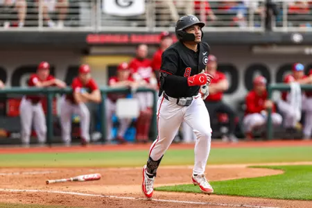 Georgia outfielder Clayton Chadwick (8) during Georgia’s game against Alabama at Foley Field in Athens, Ga., on Saturday, Mar. 23, 2024. (Kari Hodges/UGAAA)