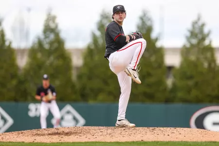 Georgia pitcher Charlie Goldstein (29) during Georgia’s game against Alabama at Foley Field in Athens, Ga., on Saturday, Mar. 23, 2024. (Kari Hodges/UGAAA)