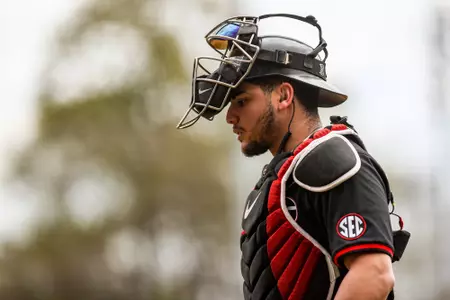 Georgia catcher Fernando Gonzalez (13) during Georgia’s game against Alabama at Foley Field in Athens, Ga., on Saturday, Mar. 23, 2024. (Kari Hodges/UGAAA)