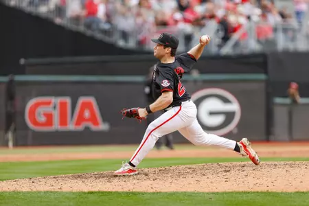 Georgia pitcher Brian Zeldin (26) during Georgia’s game against Alabama at Foley Field in Athens, Ga., on Saturday, Mar. 23, 2024. (Kari Hodges/UGAAA)