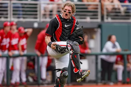 Georgia catcher Henry Hunter (11) during Georgia’s game against Alabama at Foley Field in Athens, Ga., on Saturday, Mar. 23, 2024. (Kari Hodges/UGAAA)