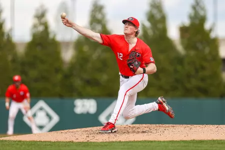 Georgia pitcher Leighton Finley (12) during Georgia’s game against Alabama at Foley Field in Athens, Ga., on Saturday, Mar. 25, 2024. (Kari Hodges/UGAAA)