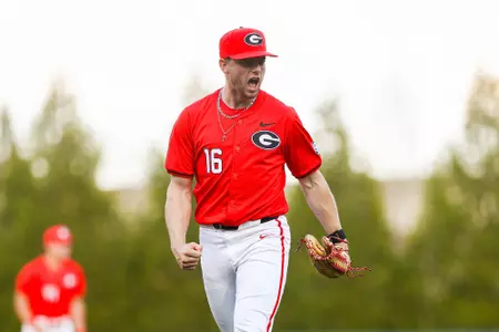 Georgia pitcher Kolten Smith (16) during Georgia’s game against Alabama at Foley Field in Athens, Ga., on Saturday, Mar. 25, 2024. (Kari Hodges/UGAAA)