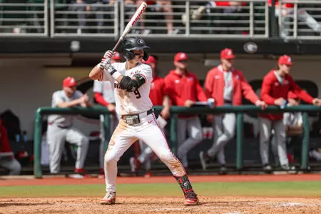 Georgia infielder Kolby Branch (9) during Georgia’s game against Alabama at Foley Field in Athens, Ga., on Sunday, Mar. 24, 2024. (Kari Hodges/UGAAA)