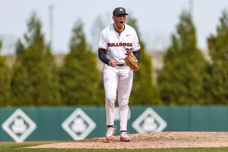 Georgia pitcher Josh Roberge (32) during Georgia’s game against Alabama at Foley Field in Athens, Ga., on Sunday, Mar. 24, 2024. (Kari Hodges/UGAAA)