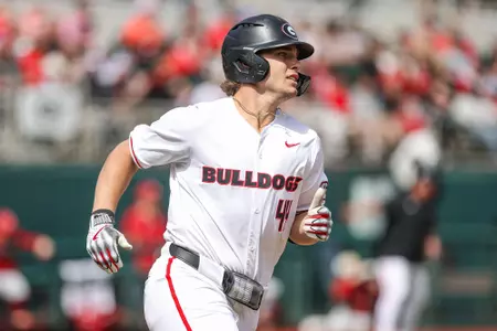 Georgia infielder Slate Alford (44) during Georgia’s game against Alabama at Foley Field in Athens, Ga., on Sunday, Mar. 24, 2024. (Kari Hodges/UGAAA)
