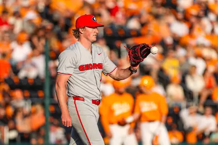 Georgia pitcher Leighton Finley (12) during Georgia’s game against Tennessee at Lindsey Nelson Stadium in Knoxville, Tn., on Saturday, Mar. 30, 2024. (Kari Hodges/UGAAA)
