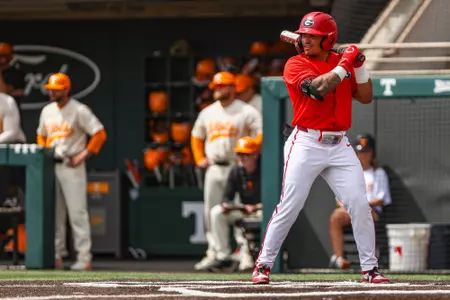 Georgia outfielder Clayton Chadwick (8) during Georgia’s game against Tennessee at Lindsey Nelson Stadium in Knoxville, Tn., on Sunday, Mar. 31, 2024. (Kari Hodges/UGAAA)