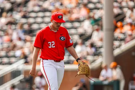 Georgia pitcher Josh Roberge (32) during Georgia’s game against Tennessee at Lindsey Nelson Stadium in Knoxville, Tn., on Sunday, Mar. 31, 2024. (Kari Hodges/UGAAA)