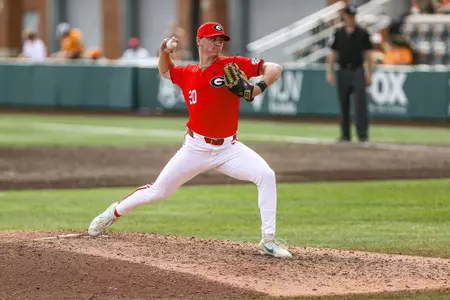 Georgia pitcher Blake Gillespie (20) during Georgia’s game against Tennessee at Lindsey Nelson Stadium in Knoxville, Tn., on Sunday, Mar. 31, 2024. (Kari Hodges/UGAAA)