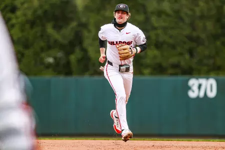 Georgia infielder Trey King (14) during Georgia’s game against UNC Asheville at Foley Field in Athens, Ga., on Sunday, Feb. 18, 2024. (Kari Hodges/UGAAA)