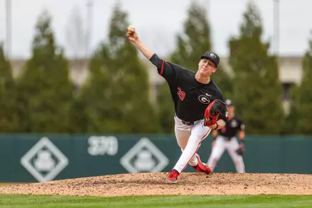 Georgia pitcher Wyatt Land (39) during Georgia’s game against Northern Colorado at Foley Field in Athens, Ga., on Friday, Mar. 8, 2024. (Kari Hodges/UGAAA)