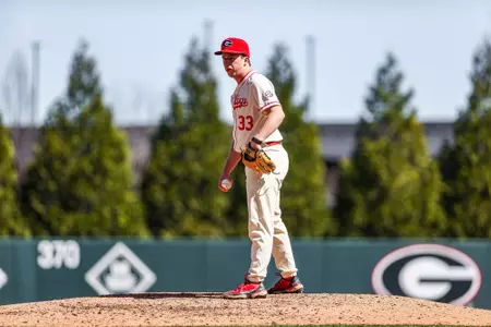 Georgia pitcher Max DeJong (33) during Georgia’s game against Northern Colorado at Foley Field in Athens, Ga., on Sunday, Mar. 10, 2024. (Kari Hodges/UGAAA)