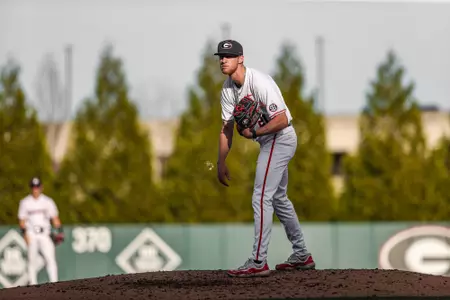 Georgia pitcher Coleman Willis (21) during Georgia’s game against Iowa at Foley Field in Athens, Ga., on Tuesday, Mar. 12, 2024. (Kari Hodges/UGAAA)