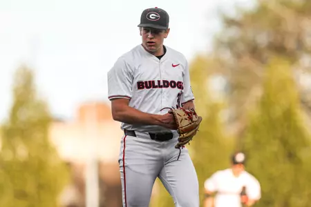 Georgia pitcher Chandler Marsh (31) during Georgia’s game against Iowa at Foley Field in Athens, Ga., on Tuesday, Mar. 12, 2024. (Kari Hodges/UGAAA)