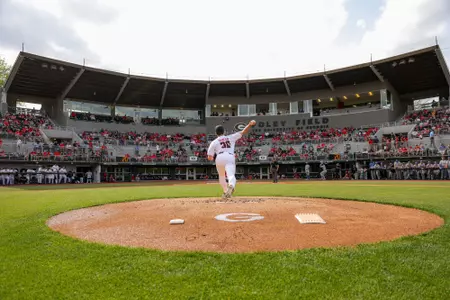 Georgia pitcher Brandt Pancer (30) before Georgia’s game against Georgia State at Foley Field in Athens, Ga., on Tuesday, Apr. 02, 2024. (Kari Hodges/UGAAA)