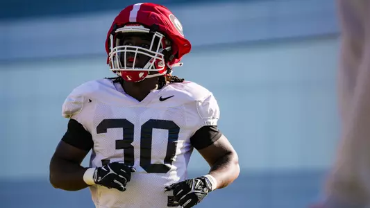 Georgia inside linebacker Terrell Foster (30) during Georgia’s practice session in Athens, Ga., on Thursday, March 28, 2024. (Tony Walsh/UGAAA)