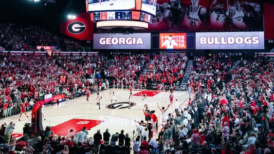 Georgia basketball fans during Georgia’s game against Alabama at Stegeman Coliseum in Athens, Ga., on Wednesday, Jan. 31, 2024. (Tony Walsh/UGAAA)