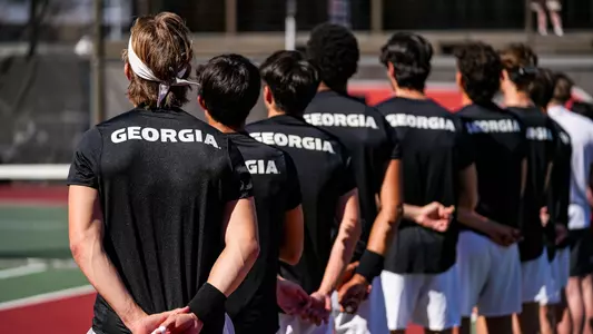 Georgia tennis player Miguel Perez Peña before Georgia’s match against Wake Forest at Henry Feild Stadium inside the Dan Magill Tennis Complex in Athens, Ga., on Monday, Feb. 26, 2024. (Tony Walsh/UGAAA)