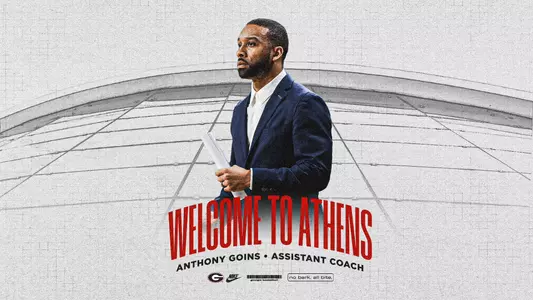 Welcome graphic for men's basketball assistant coach Anthony Goins.