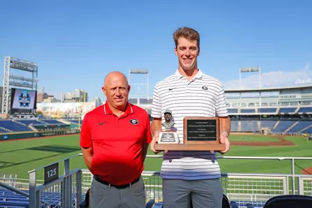 Coach Wes Johnson and Charlie Condon, Howser Trophy in Omaha
