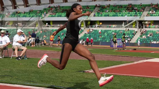 Jun 8, 2024; Eugene, OR, USA; Mikeisha Welcome of Georgia places fifth in the women's triple jump at 44-9 1/2 (13.65m) during the NCAA Track and Field Championships at Hayward Field. Mandatory Credit: Kirby Lee-USA TODAY Sports