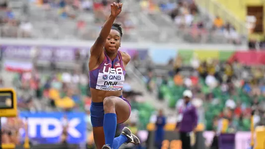 USA's Keturah Orji competes in the women's triple jump qualification during the World Athletics Championships at Hayward Field in Eugene, Oregon on July 16, 2022. (Photo by ANDREJ ISAKOVIC / AFP) (Photo by ANDREJ ISAKOVIC/AFP via Getty Images)