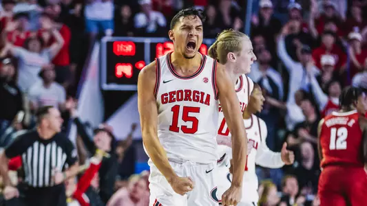 Georgia guard RJ Melendez (15) during Georgia’s game against Alabama at the Stegeman Coliseum in Athens, Ga., on Wednesday, Jan. 31, 2024. (Conor Dillon/UGAAA)