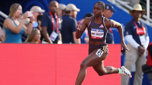 EUGENE, OREGON - JUNE 23: Lynna Irby-Jackson competes in the women's 400 meter final on Day Three 2024 U.S. Olympic Team Trials Track & Field at Hayward Field on June 23, 2024 in Eugene, Oregon. (Photo by Patrick Smith/Getty Images)
