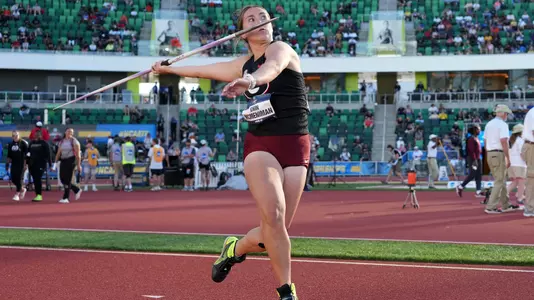 Jun 6, 2024; Eugene, OR, USA; Erica McMeniman of Georgia places 10th in the women's javelin at 174-11 (53.32m) during the NCAA Track and Field Championships at Hayward Field. Mandatory Credit: Kirby Lee-USA TODAY Sports