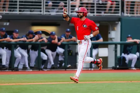 Georgia catcher and outfielder Corey Collins (6) during Georgia’s game against UNCW during the second round of the NCAA Athens Regional Tournament at Foley Field in Athens, Ga., on Saturday, June 1, 2024. (Kari Hodges/UGAAA)