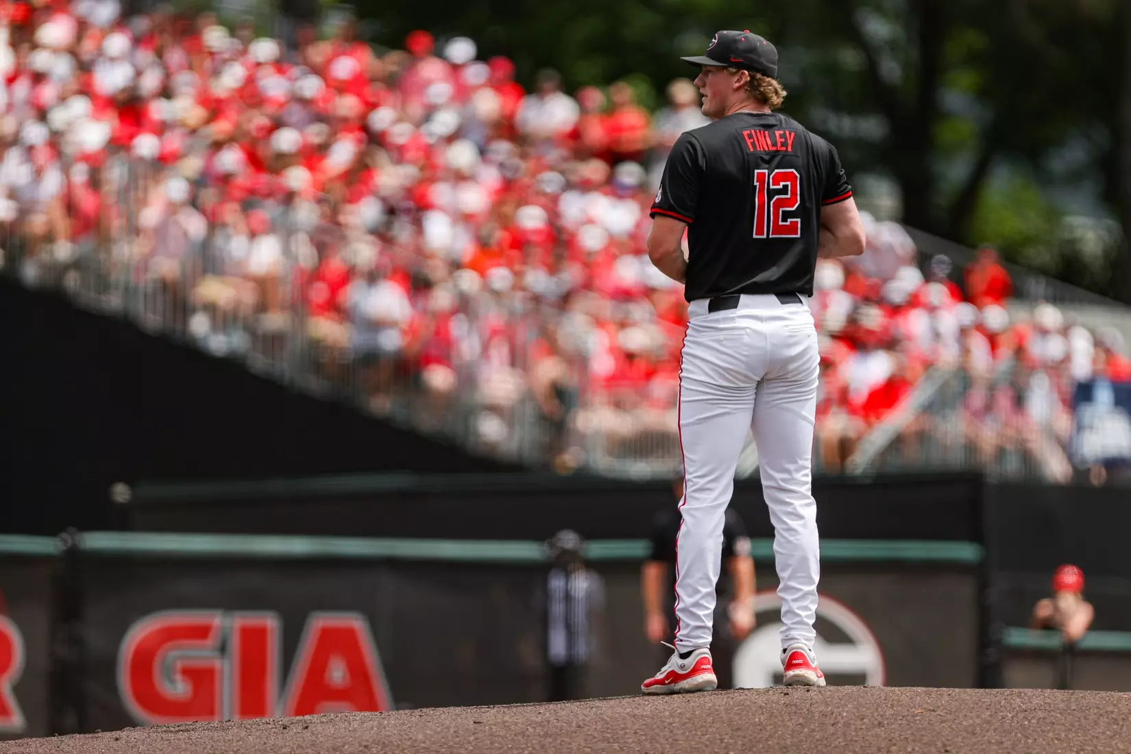 Georgia pitcher Leighton Finley (12) during Georgia’s game against NC State at the NCAA Athens Super Regional at Foley Field in Athens, Ga., on Sunday, June 9, 2024. (Kari Hodges/UGAAA)