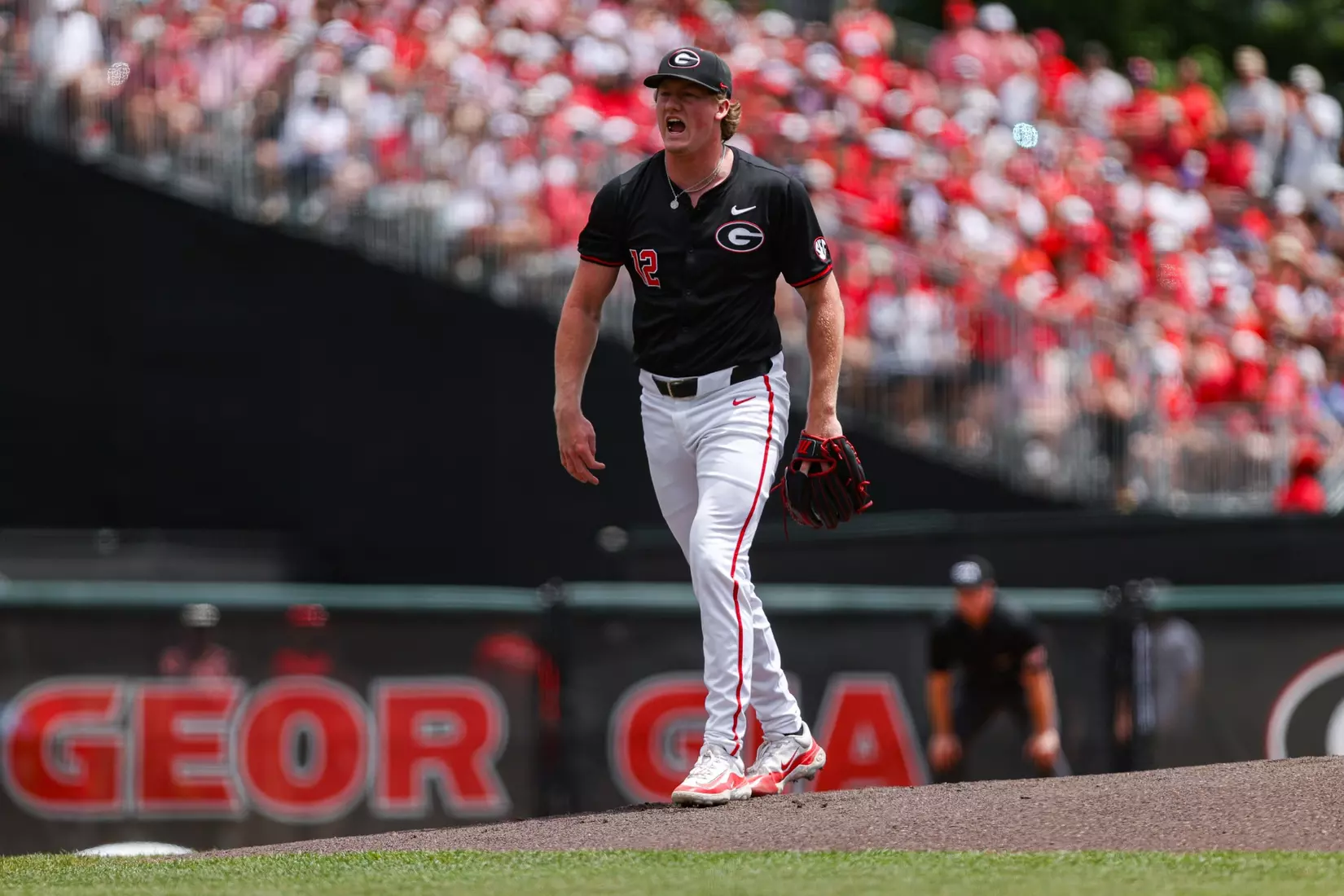 Georgia pitcher Leighton Finley (12) during Georgia’s game against NC State at the NCAA Athens Super Regional at Foley Field in Athens, Ga., on Sunday, June 9, 2024. (Kari Hodges/UGAAA)