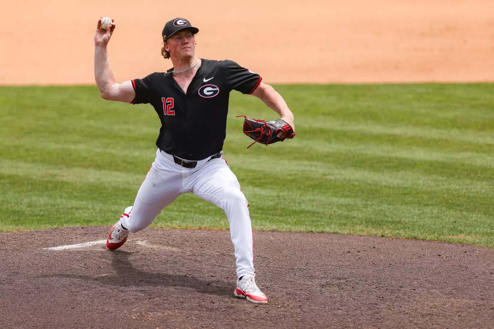 Georgia pitcher Leighton Finley (12) during Georgia’s game against NC State at the NCAA Athens Super Regional at Foley Field in Athens, Ga., on Sunday, June 9, 2024. (Kari Hodges/UGAAA)