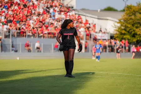 Georgia goalkeeper Jordan Brown (1) during Georgia’s match against Pittsburgh at Turner Soccer Complex in Athens, Ga., on Thursday, Aug. 15, 2024. (Tony Walsh/UGAAA)