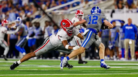Georgia defensive lineman Tyrion Ingram-Dawkins (93) during Georgia’s game against Kentucky at Kroger Field in Lexington, Ky., on Saturday, Sept. 14, 2024. (Conor Dillon/UGAAA)