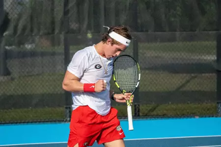 Miguel Perez Peña during a singles match at the ITA Men's All-American Championships at the Michael D. Case Tennis Center in Tulsa, Okla. on Sept. 24, 2024.