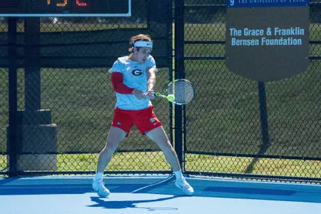 Miguel Perez Peña during a singles match at the ITA Men's All-American Championships hosted at the Michael D. Case Tennis Center in Tulsa, Okla. on Sept. 25, 2024.